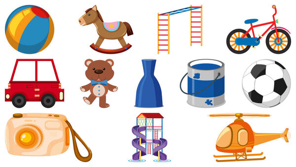 Set of various objects cartoon illustration