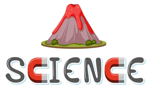 Logo Science Avec Modèle Éruption Volcanique Illustration Isolée — Image vectorielle