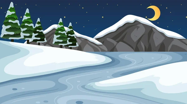 Hintergrundszene Mit Schnee Feld Illustration — Stockvektor
