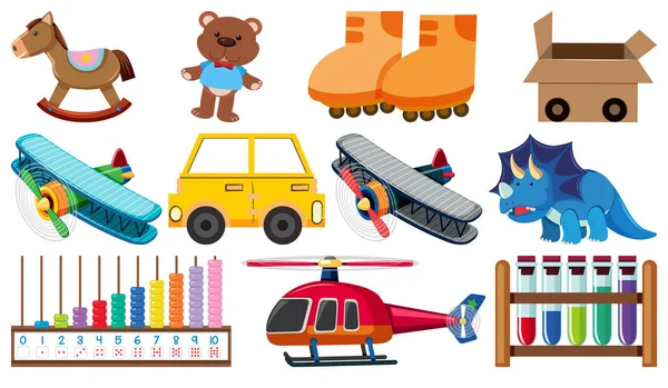 Uppsättning Leksaker För Barn Illustration — Stock vektor