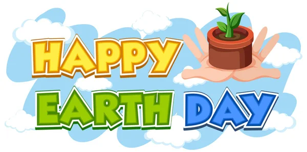 Poster Design Für Den Tag Der Glücklichen Erde Mit Grünen — Stockvektor