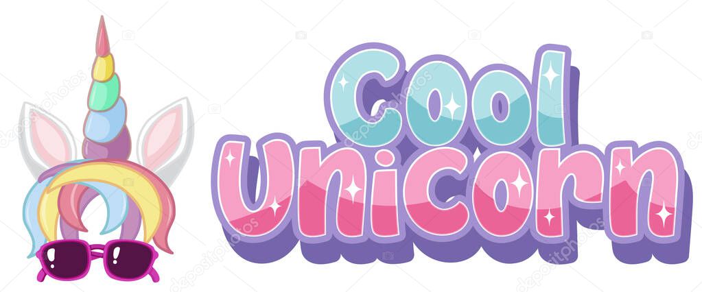 Cool unicorn logo in pastel color with cute unicorn illustration