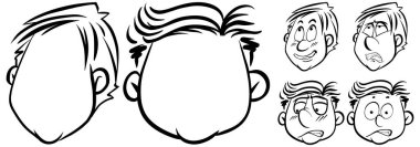 Farklı yüz ifadeleri olan insan yüzleri.