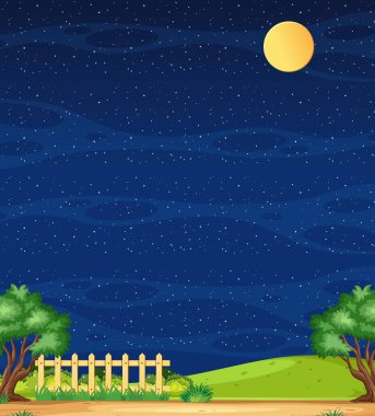 Dikey doğa manzarası ya da çiftlik manzaralı kırsal alan ve geceleri boş gökyüzü
