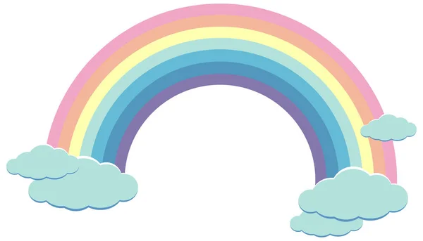 雲のテンプレートのイラストとパステルカラーの虹 — ストックベクタ