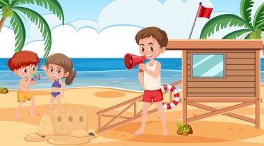 Sahildeki resimdekilerle arka plan sahnesi