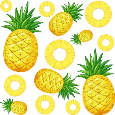 Beyaz arkaplan illüstrasyonunda ananassız desen