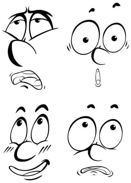 Rostros Humanos Con Diferentes Expresiones Faciales Ilustración — Vector de stock