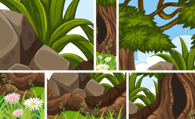 Orman sahnesi çizimleri.