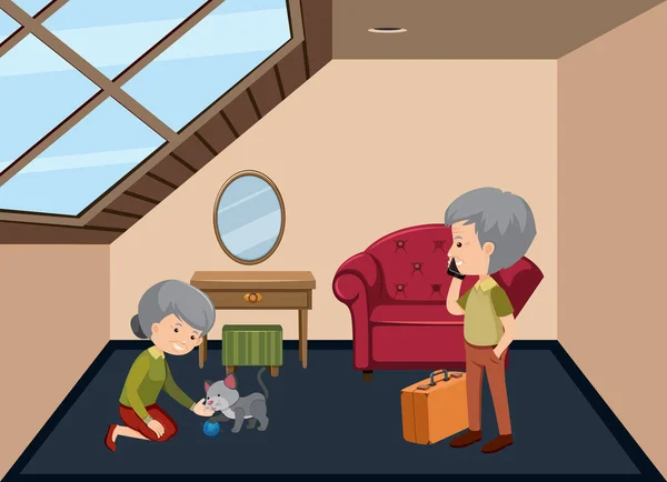 Ιστορικό Σκηνή Τους Ηλικιωμένους Που Διαμένουν Στο Σπίτι Εικονογράφηση — Διανυσματικό Αρχείο