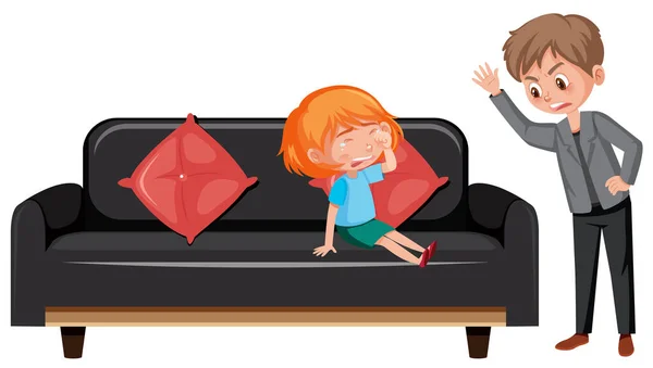 Scène Violence Conjugale Avec Des Parents Intimidant Leur Enfant Illustration — Image vectorielle