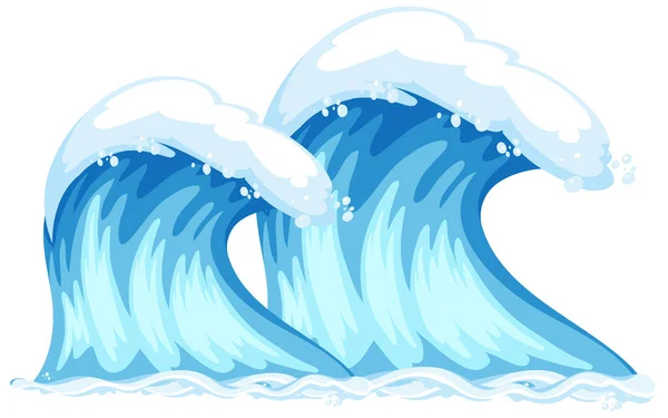 Géant Bleu Océan Vagues Dessin Animé Isolé Illustration — Image vectorielle