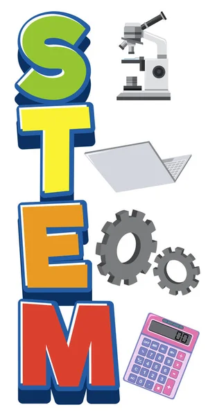 Stem Λογότυπο Εκπαιδευτικά Αντικείμενα Απομονωμένη Εικόνα — Διανυσματικό Αρχείο