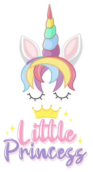 Petit Logo Princesse Couleur Pastel Avec Illustration Mignon Licorne — Image vectorielle