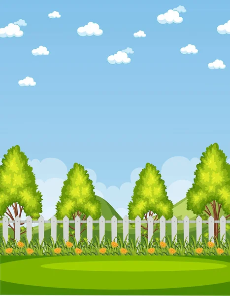 Scena Natura Verticale Campagna Paesaggistica Con Vista Sulla Foresta Cielo — Vettoriale Stock