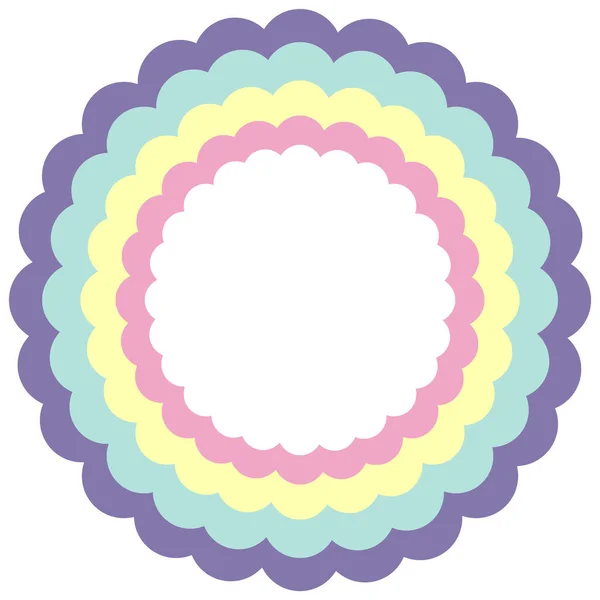 Rainbow Wavy Circle Frame Pastel Color Template Illustration — Stock Vector