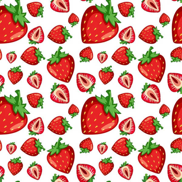 Erdbeere Nahtlose Muster Auf Weißem Hintergrund Illustration — Stockvektor