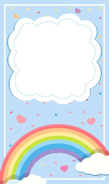 Blank banner with rainbow sky theme on blue background illustration