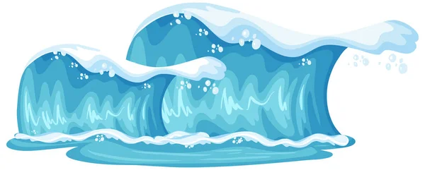 Obří Modré Oceánské Vlny Karikatura Izolované Ilustrace — Stockový vektor