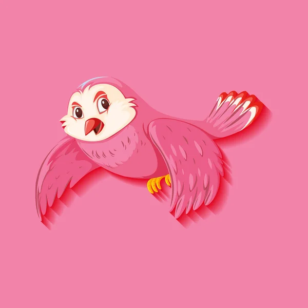 Carino Rosa Uccello Cartone Animato Personaggio Illustrazione — Vettoriale Stock