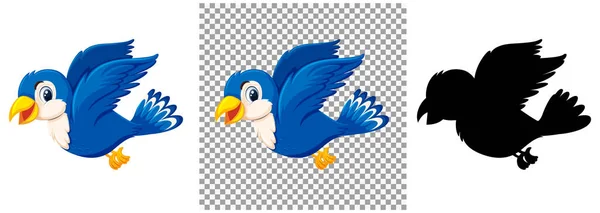 Lindo Pájaro Azul Dibujo Animado Carácter Ilustración — Vector de stock