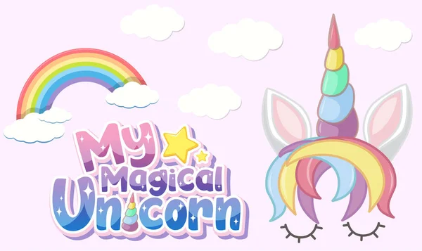 Moje Magiczne Logo Jednorożca Pastelowym Kolorze Cute Jednorożca Tęczy Ilustracji — Wektor stockowy