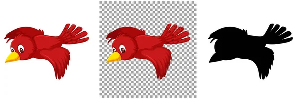 Cute Red Bird Cartoon Character Illustration — Stock Vector