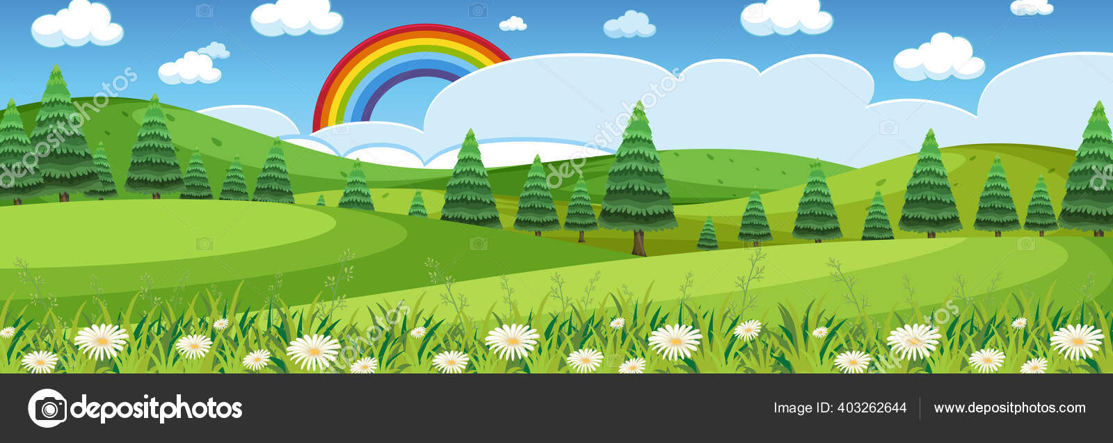 Image vectorielle Horizon Scène Nature Paysage Campagne Avec Vue Sur Forêt  Arc par ©brgfx - 403262644, image size:1600x637