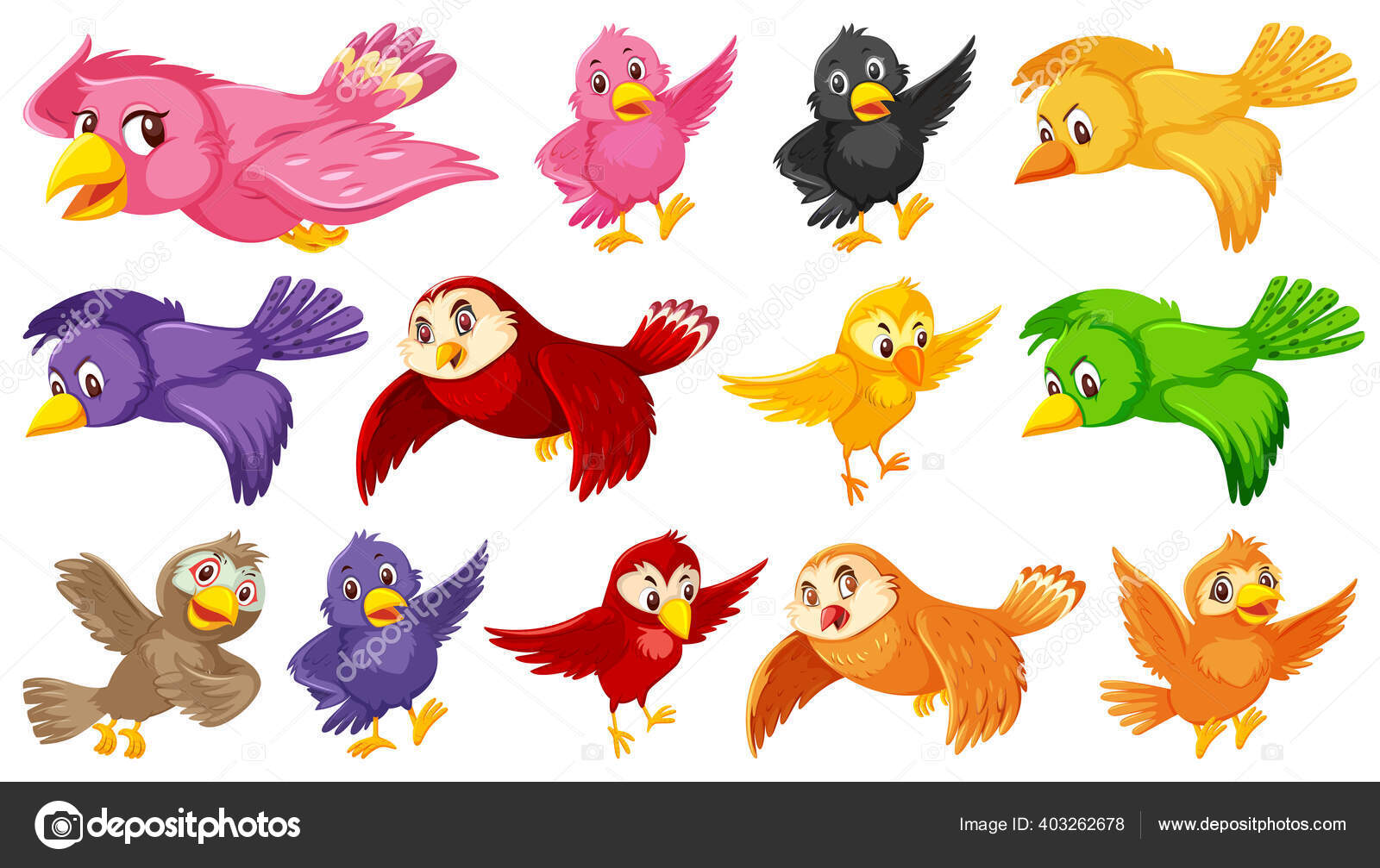 Dibujo animado que vuela aves Vector Art Stock Images - Page 121 |  Depositphotos