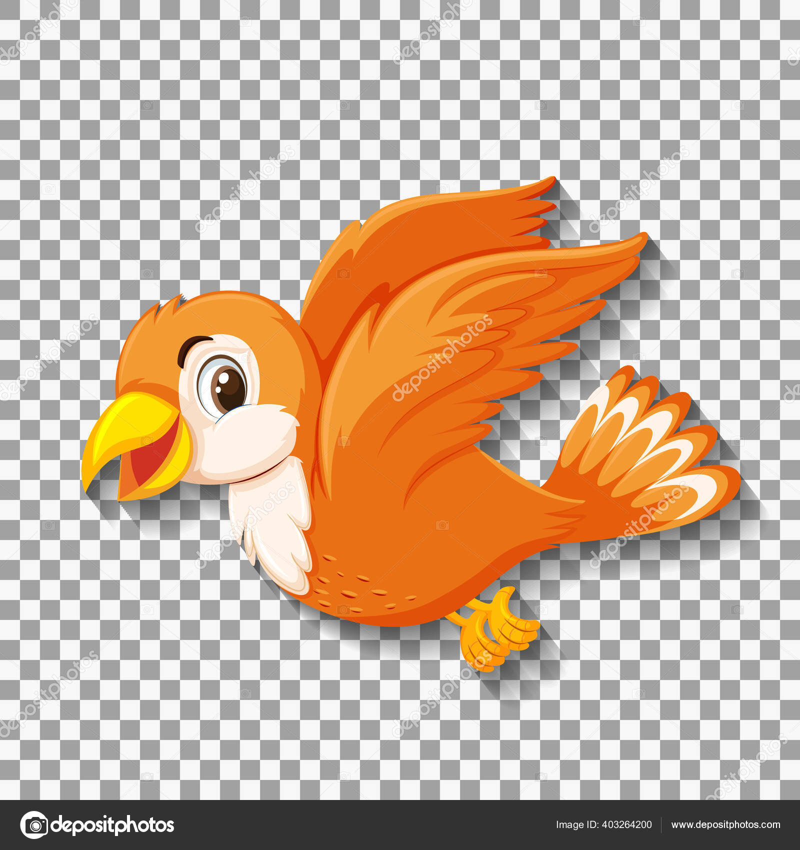 Lindo Pájaro Naranja Dibujo Animado Carácter Ilustración Vector de stock  #403264200 de ©brgfx, image size:1600x1700