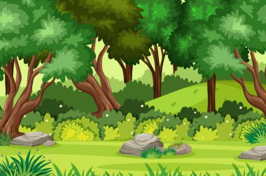 Park illüstrasyonunda birçok ağacın olduğu arkaplan sahnesi