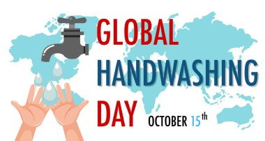 Musluk ve harita örneklerinden elde edilen suyla Küresel El Yıkama Günü logosu