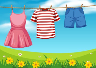 İpte asılı duran kumaş.