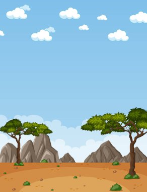 Dikey doğa manzarası ya da çöl manzaralı ve gündüz resimli boş gökyüzü