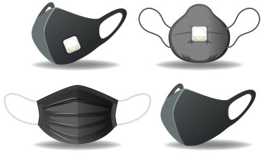 Siyah koruma maskesi çizimleri