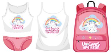 Tek boynuzlu at logosuna sahip kostüm seti