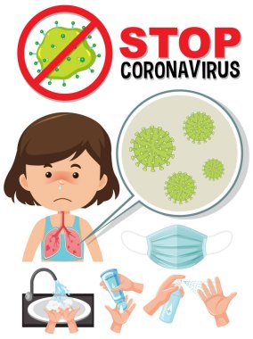 Coronavirus logosunda Caronavirus illüstrasyonunu durdurur.