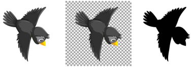 Bir dizi kuş çizgi film karakter çizimi