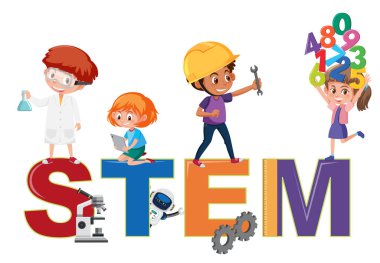 Birçok eğitim faaliyetinde çocukların yer aldığı kök logo izole edilmiş çizimler