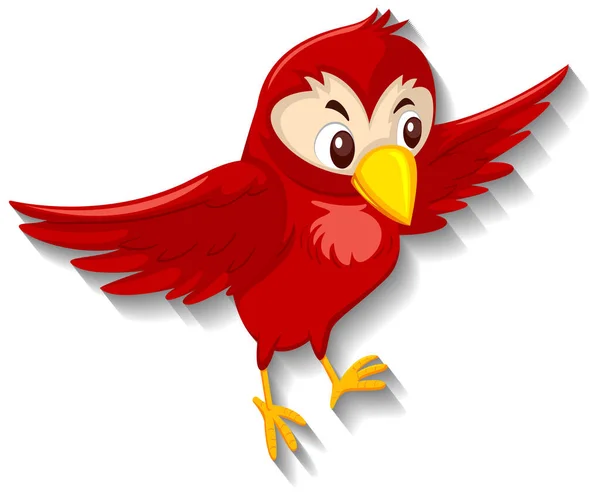 Χαριτωμένο Κόκκινο Πουλί Απεικόνιση Χαρακτήρα Κινουμένων Σχεδίων — Διανυσματικό Αρχείο