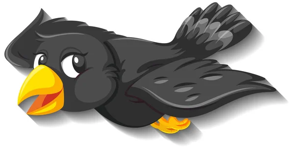 Black Bird Cartoon Character Illustration — Stock Vector