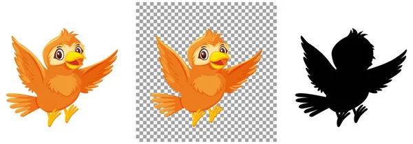 Χαριτωμένο Πορτοκαλί Πουλί Απεικόνιση Χαρακτήρα Κινουμένων Σχεδίων — Διανυσματικό Αρχείο