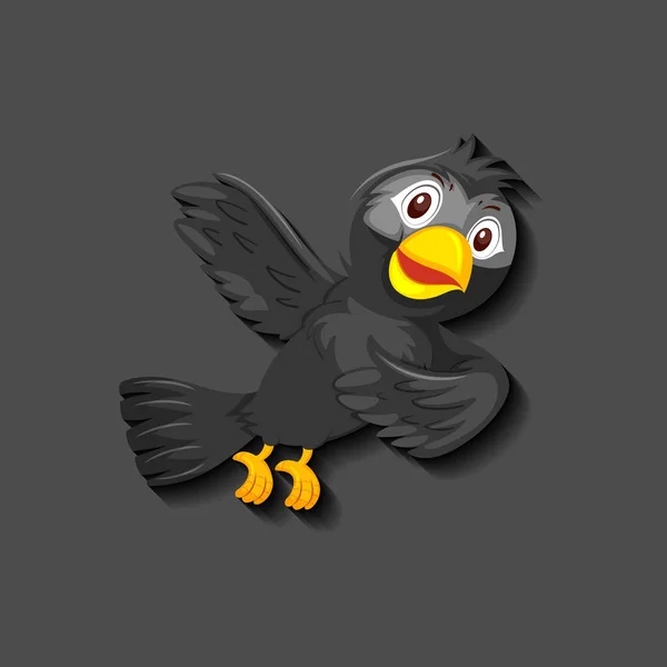Schwarzer Vogel Zeichentrickfigur Illustration — Stockvektor