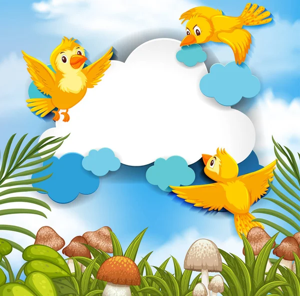 Bird Nature Banner Sjabloon Illustratie — Stockvector