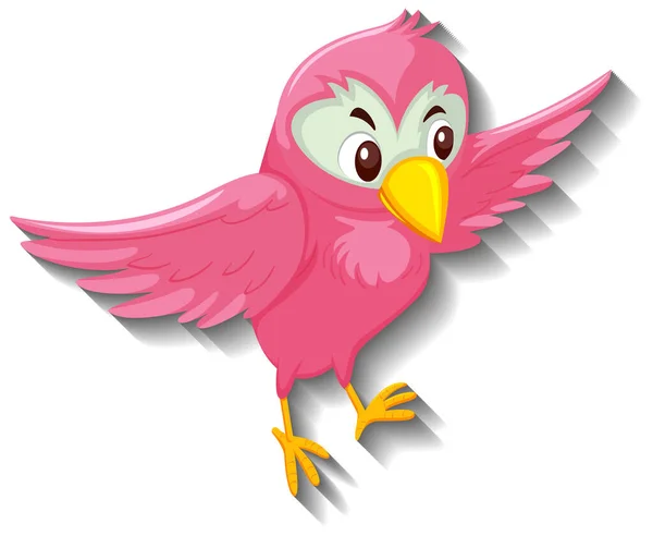 Carino Rosa Uccello Cartone Animato Personaggio Illustrazione — Vettoriale Stock