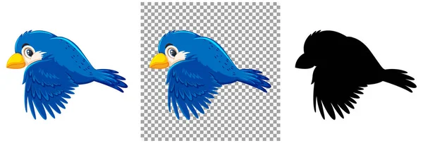 Χαριτωμένο Μπλε Πουλί Απεικόνιση Χαρακτήρα Κινουμένων Σχεδίων — Διανυσματικό Αρχείο