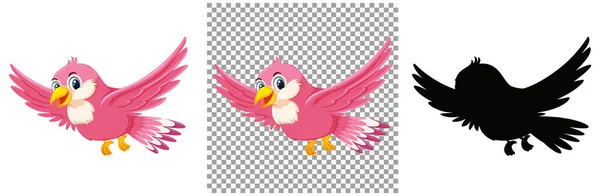Cute Różowy Ptak Kreskówka Postać Ilustracja — Wektor stockowy