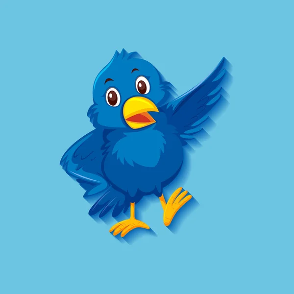Cute Niebieski Ptak Kreskówka Postać Ilustracja — Wektor stockowy
