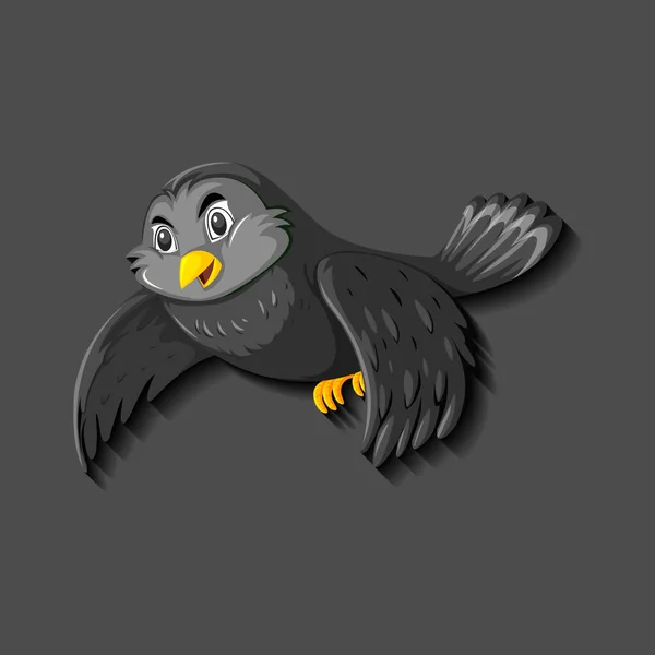 Schwarzer Vogel Zeichentrickfigur Illustration — Stockvektor