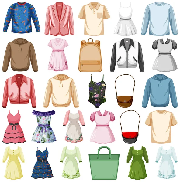 Set Fashion Outfits Illustration — Stock Vector